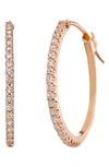 Sethi Couture Micro Prong Diamond Hoop Earrings In Rose Gold/ Diamond