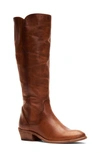 Frye Carson Knee-high Leather Riding Boots In Caramel Leather