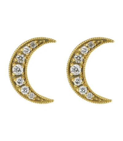 Andrea Fohrman 18kt Yellow Gold Crescent Moon Diamond Studs In Ylwgold