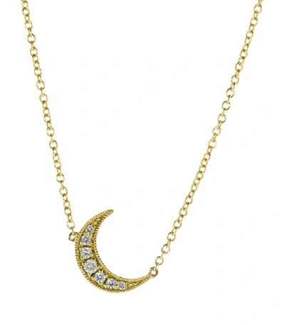 Andrea Fohrman Crescent Moon Diamond Necklace In Ylwgold
