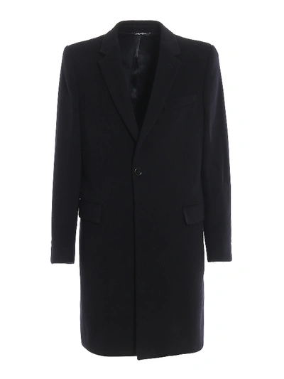 Dolce & Gabbana Classic Single Breasted Coat In Dark Blue