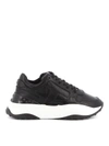 TOD'S BLACK LEATHER LACE-UP SNEAKERS