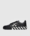 Off-white Black Leather Low Vulcanized Sneakers In Black / White