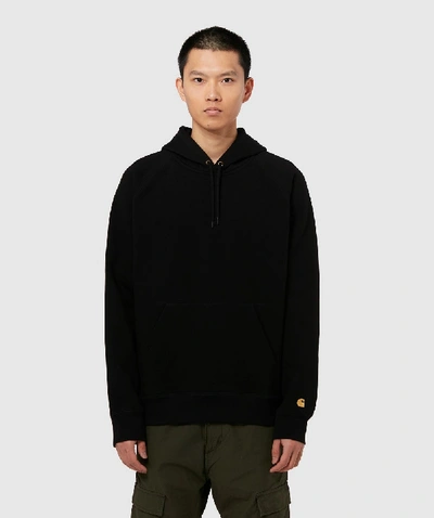 Carhartt Chase Cotton-blend Jersey Hoody In Black