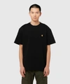 Carhartt Short Sleeve Chase T Shirt Dark Navy Gold In Black