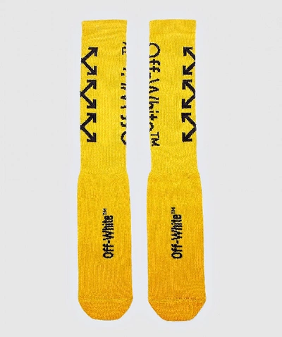 Off-white Arrows Mid Length Socks In Yellow/black