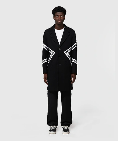 Neil Barrett Mens Varsity Stripe Wool Coat In Black, Size: 50