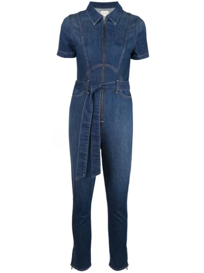 Alice And Olivia Alice + Olivia Gorgeous Zip-front Denim Jumpsuit In Memory Lane