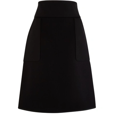 Burberry Panelled Neoprene Midi Skirt In Black