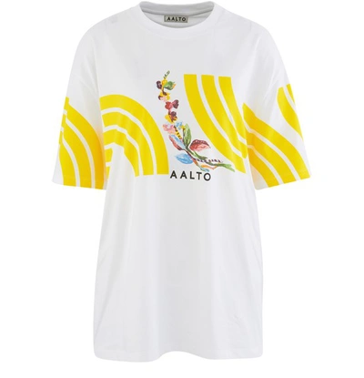 Aalto Cotton T-shirt In White With Print
