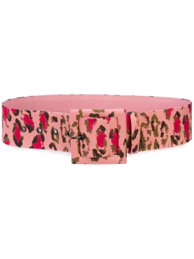 Carolina Herrera Leopard-print Cotton-blend Belt In Pink