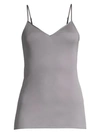 Hanro Women's Cotton Seamless V-neck Spaghetti Camisole In Smooth Grey