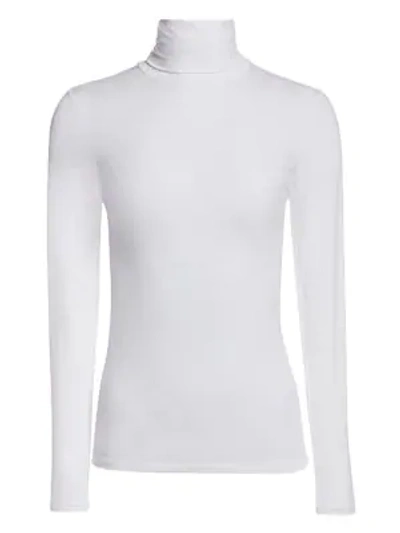 Majestic Soft Touch Long-sleeve Turtleneck In Blanc