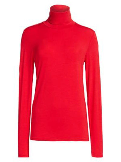 Majestic Soft Touch Turtleneck Top In Cherry