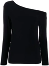 Norma Kamali Off-the-shoulder Jersey Long-sleeved Top In Black