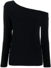 Norma Kamali Black Off-shoulder Top In Tech Fabric Stretch Woman In Black
