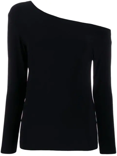 Norma Kamali Off-the-shoulder Jersey Long-sleeved Top In Black