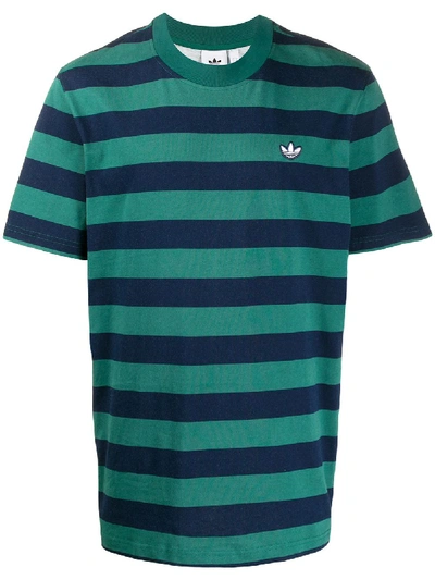Adidas Originals Gestreiftes T-shirt In Green