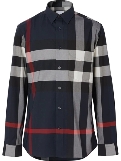 Burberry Summerton Shirt Men In Blue