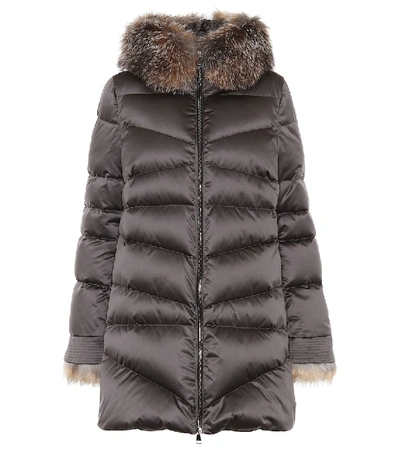 Moncler Cantis Fur-cuff Puffer Coat W/ Fur-trim Hood In Grey | ModeSens