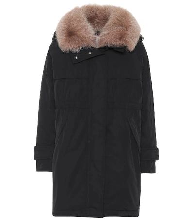 Moncler Lagopede Fur-trimmed Down Coat In Black