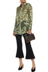 ANTONIO BERARDI ANTONIO BERARDI WOMAN PRINTED FIL COUPÉ CHIFFON SHIRT LEAF GREEN,3074457345620784157