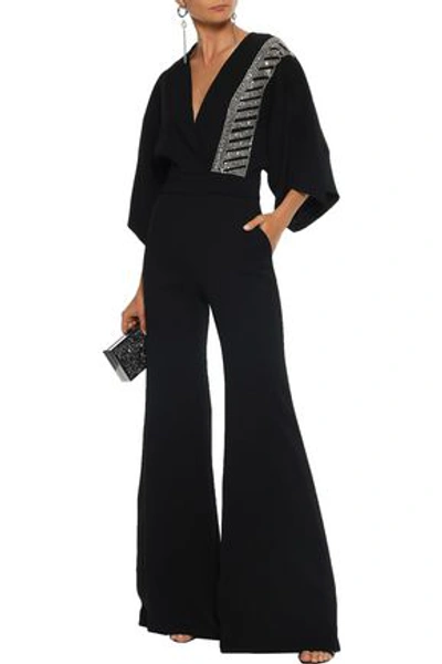 Antonio Berardi Woman Wrap-effect Embellished Cady Jumpsuit Black