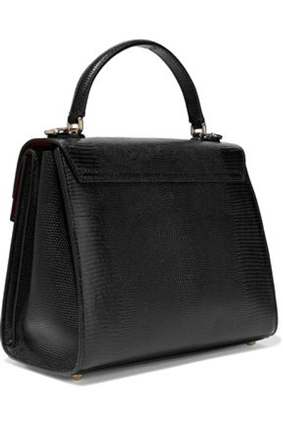 Dolce & Gabbana Woman Lucia Lizard-effect Leather Tote Black