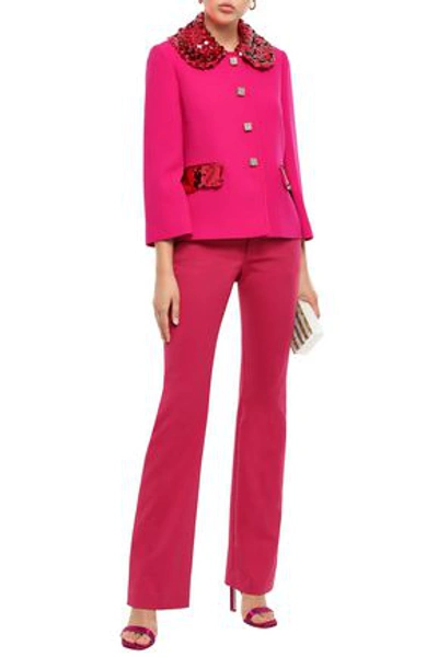 Dolce & Gabbana Embellished Wool-blend Crepe Jacket In Bright Pink