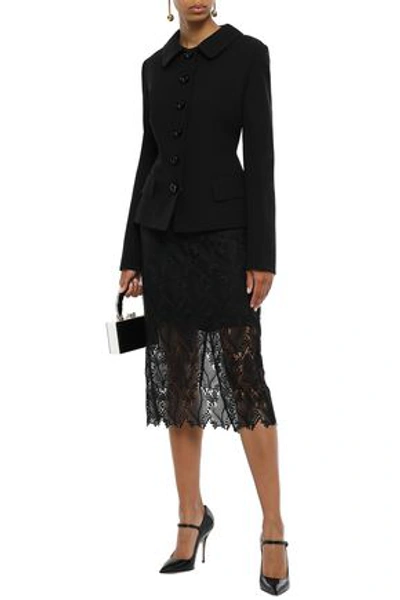 Dolce & Gabbana Woman Button-embellished Wool-crepe Jacket Black