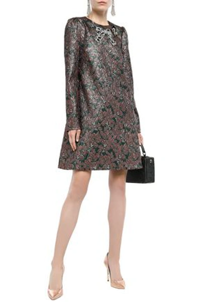 Dolce & Gabbana Embellished Metallic Jacquard Mini Dress In Antique Rose