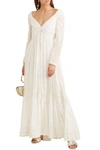 ETRO ETRO WOMAN LACE-TRIMMED COTTON AND SILK-BLEND MAXI DRESS WHITE,3074457345620842312