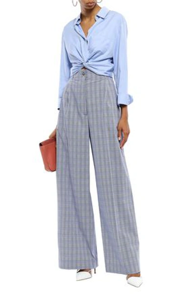 Stella Jean Cotton-blend Wide-leg Pants In Light Blue