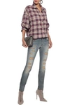 FAITH CONNEXION FAITH CONNEXION WOMAN DISTRESSED LOW-RISE SKINNY JEANS MID DENIM,3074457345620730012