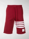 Thom Browne Engineered 4-bar Jersey Sweatshort In Red