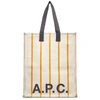 APC A.P.C. Pinstripe Logo Shopper Bag