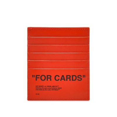 Off-white Quote "for Cards" Leather Card Holder In Orange