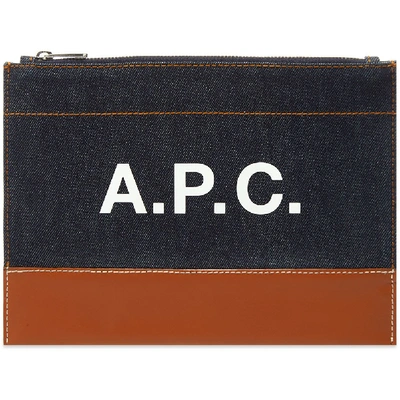 Apc A.p.c. Axel Denim Logo Pouch In Blue