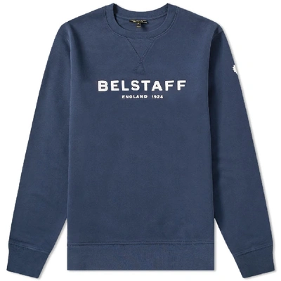 Belstaff Navy Printed Logo Cotton Sweatshirt In Blue