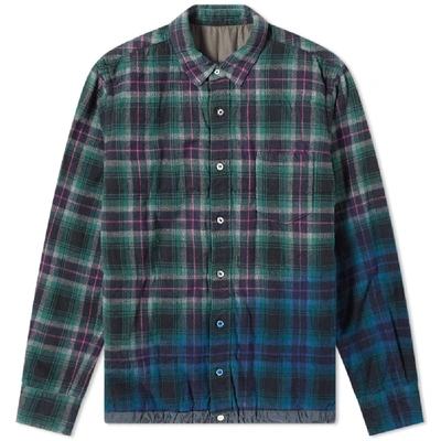 Sacai Checked Cotton-flannel Overshirt In Green