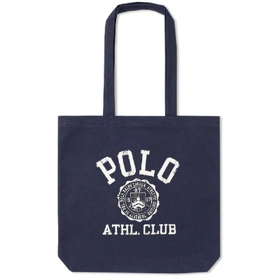 Polo Ralph Lauren Logo Canvas Tote Bag In Blue