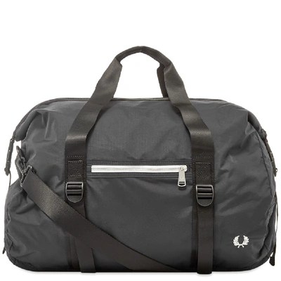 Fred Perry Authentic Roll Top Barrel Bag In Black