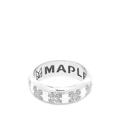 Maple Engraved Silver Ring