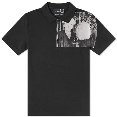 Raf Simons Fred Perry X  Mens Shoulder Print Polo Shirt In Black