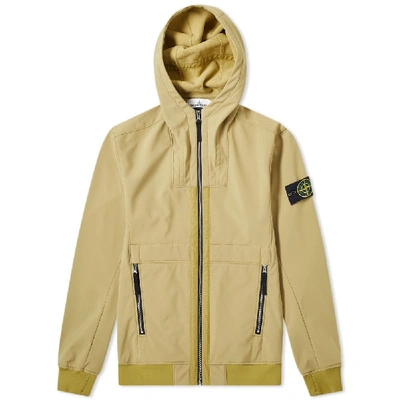 Stone Island Soft Shell-r Hooded Jacket In Yellow