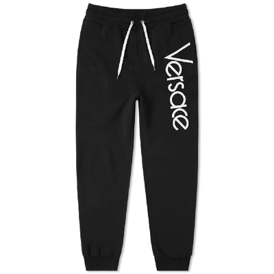 Versace 80s Logo Embroidered Sweat Pant In Black