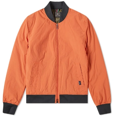 Paul Smith Nylon Bomber Jacket In Orange