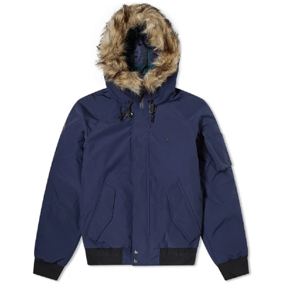 Polo Ralph Lauren Faux Fur Trim Down Jacket In Blue