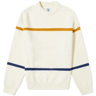 Arpenteur Tennis Stripe Crew Knit In Neutrals