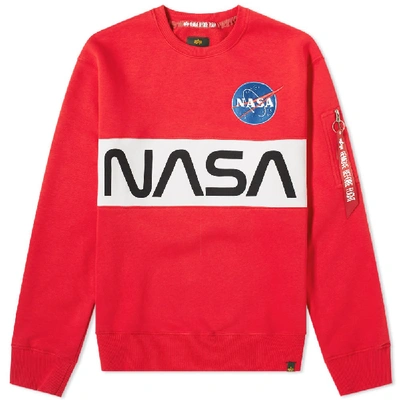 Alpha Industries Nasa Inlay Crew Sweat In Red